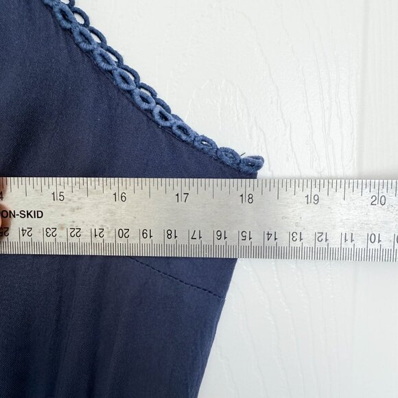 Andree By Unit Womens Navy Dress with Embroidered Flowers Size Medium - Picture 7 of 10